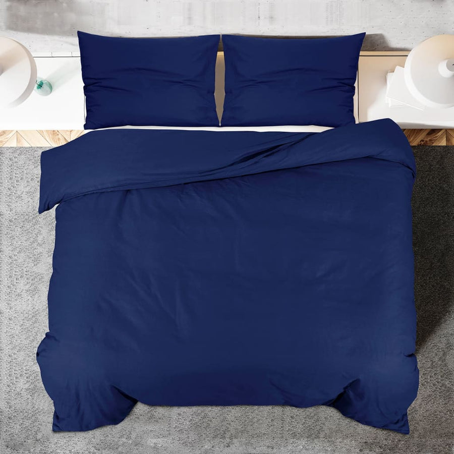Dekbedovertrekset 200x200 cm microvezel marineblauw 1 200 x 200 cm + 60 x 70 cm Blauw