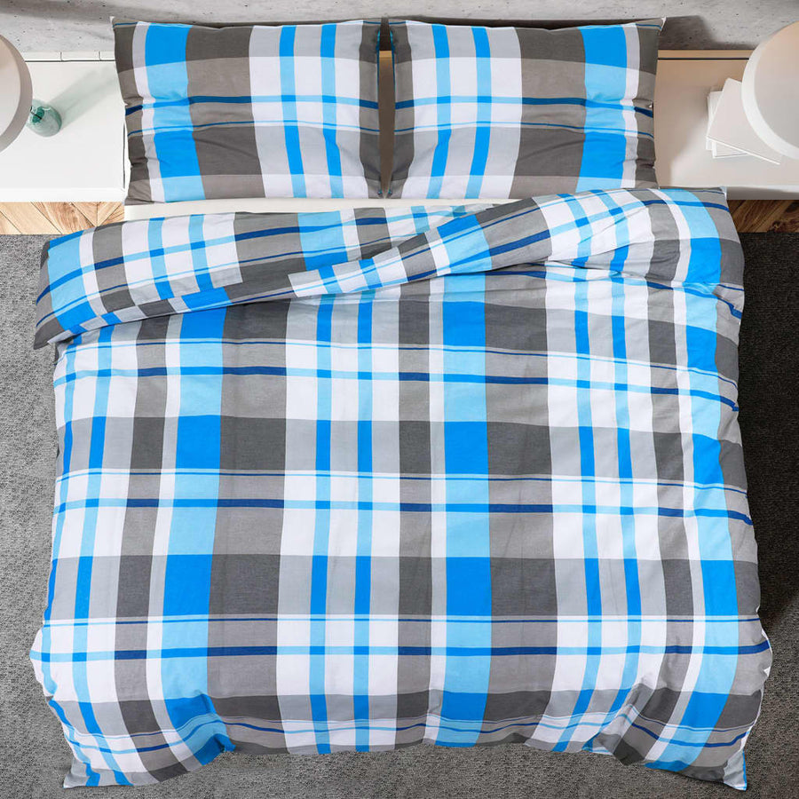 Dekbedovertrekset 240x220 cm katoen blauw en grijs