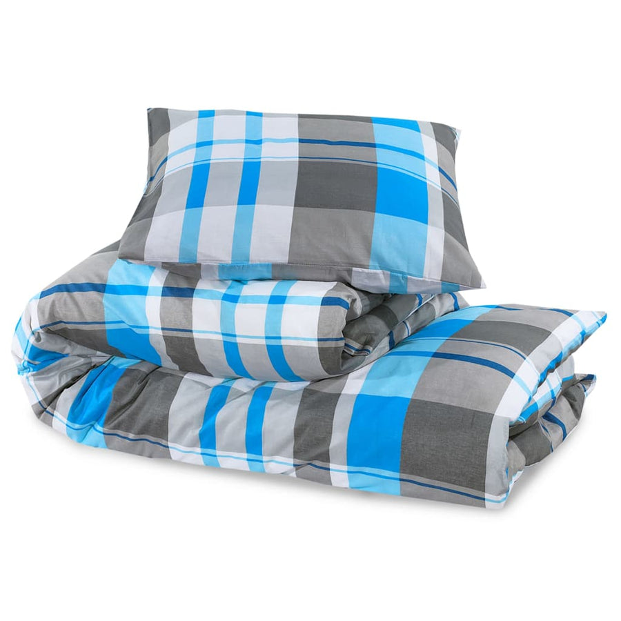 Dekbedovertrekset 240x220 cm katoen blauw en grijs