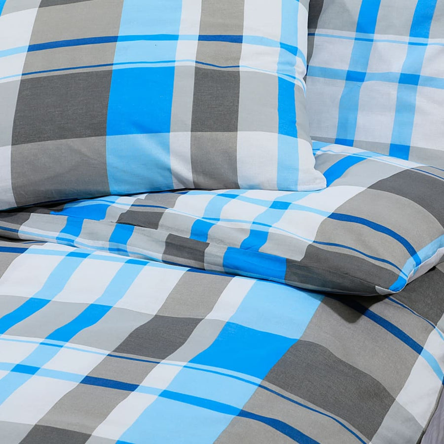 Dekbedovertrekset 220X240 Cm Katoen Blauw En Grijs 220 x 240 cm + 65 x 65 cm