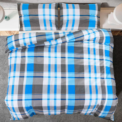 Dekbedovertrekset 35X200 Cm Katoen Blauw En Grijs 135 x 200 cm + 80 x 80 cm