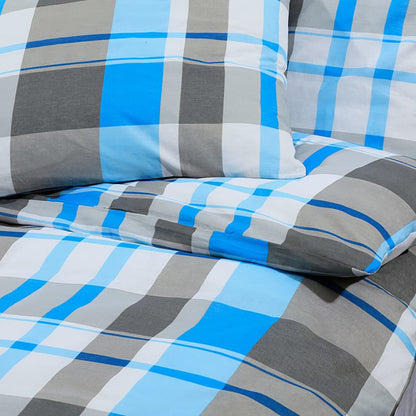 Dekbedovertrekset 35X200 Cm Katoen Blauw En Grijs 135 x 200 cm + 80 x 80 cm