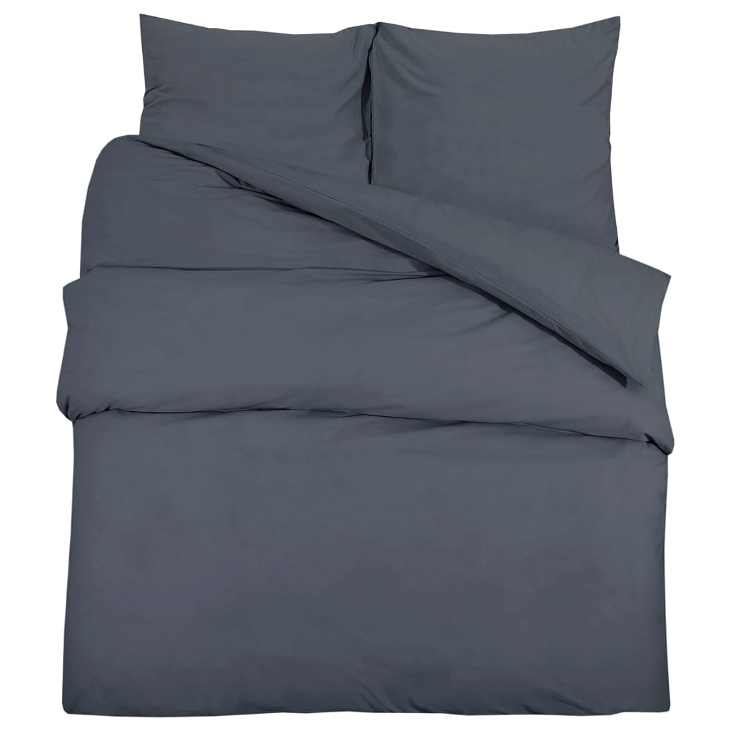 Dekbedovertrekset 200x200 cm katoen antracietkleurig 1 200 x 200 cm + 65 x 65 cm