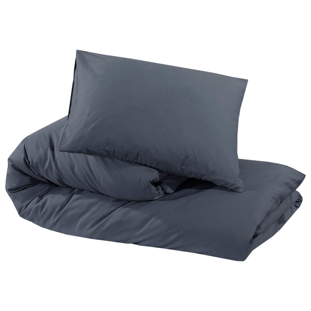 Dekbedovertrekset 200x200 cm katoen antracietkleurig 1 200 x 200 cm + 80 x 80 cm
