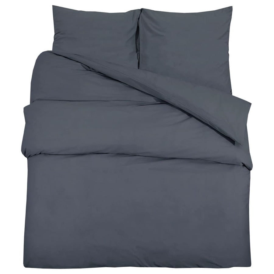 Dekbedovertrekset 200x220 cm katoen antracietkleurig 1 200 x 220 cm + 80 x 80 cm