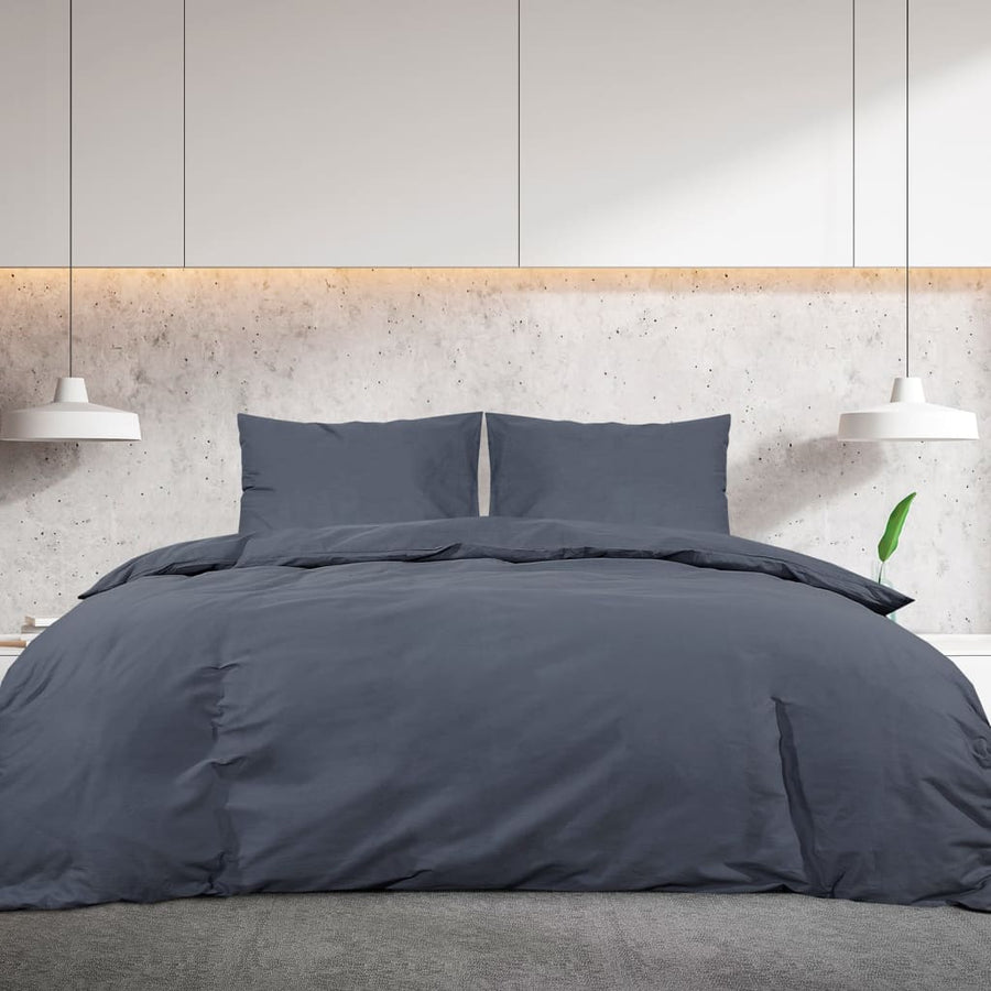Dekbedovertrekset 200x220 cm katoen antracietkleurig 1 200 x 220 cm + 80 x 80 cm