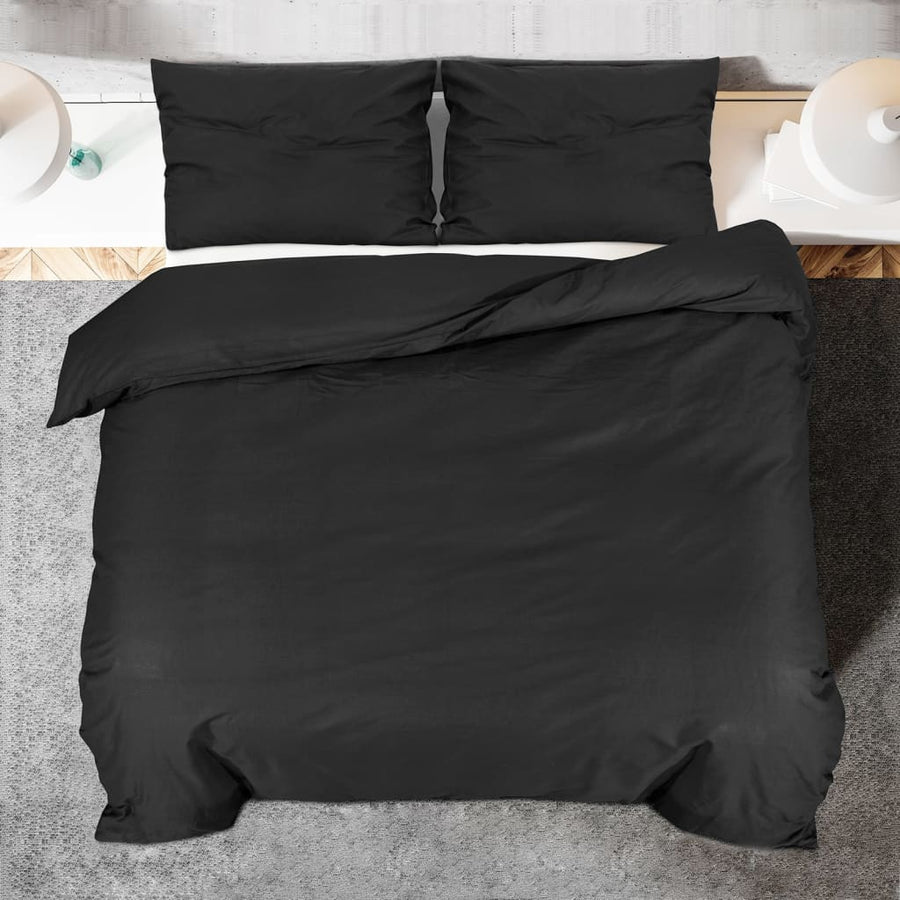 Dekbedovertrekset 140x200 cm katoen zwart 140 x 200 cm + 60 x 70 cm