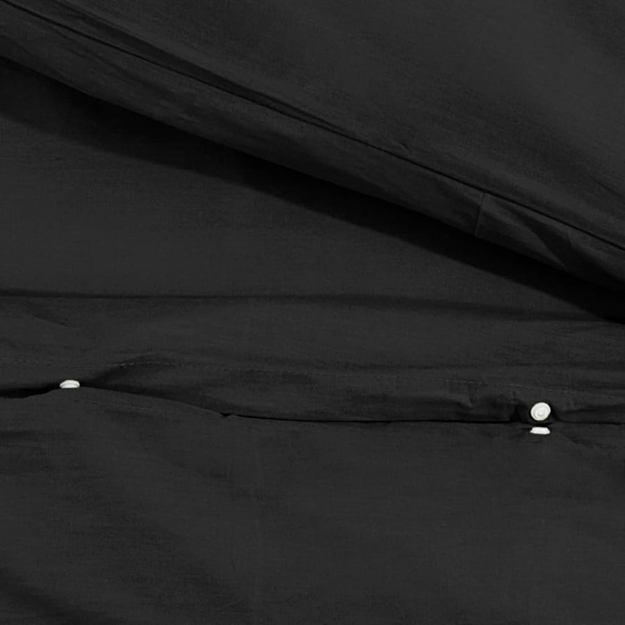 Dekbedovertrekset 140x200 cm katoen zwart 140 x 200 cm + 60 x 70 cm