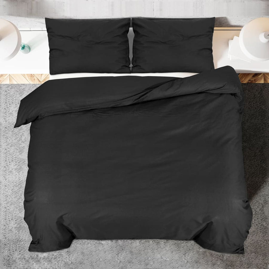 Dekbedovertrekset 155x220 cm katoen zwart 155 x 220 cm + 80 x 80 cm