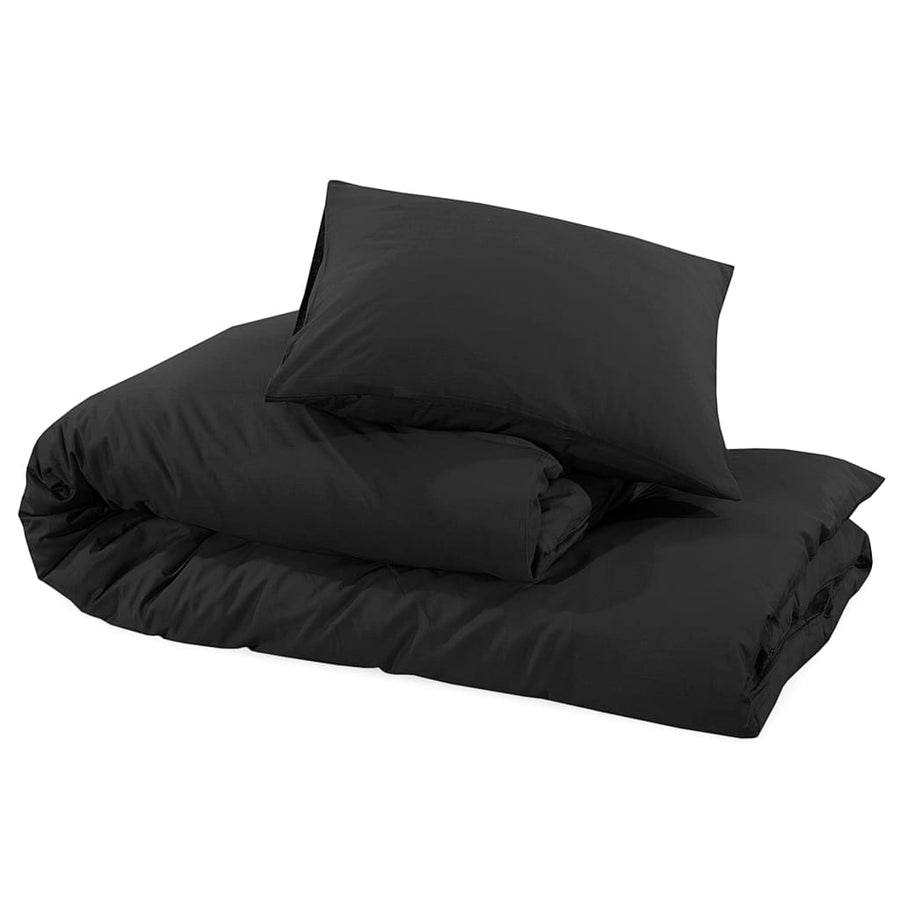 Dekbedovertrekset 155x220 cm katoen zwart 155 x 220 cm + 80 x 80 cm