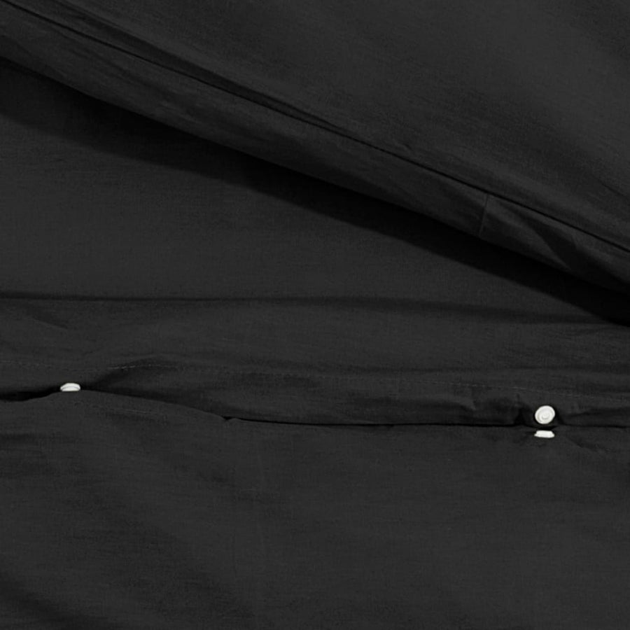 Dekbedovertrekset 200x200 cm katoen zwart 1 200 x 200 cm + 80 x 80 cm