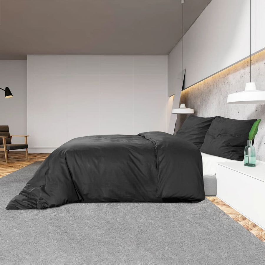 Dekbedovertrekset 200x220 cm katoen zwart 1 200 x 220 cm + 80 x 80 cm