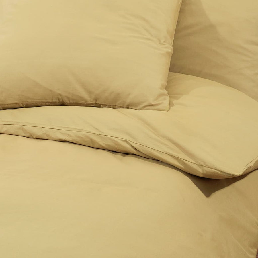 Dekbedovertrekset 135x200 cm katoen taupe 135 x 200 cm + 80 x 80 cm