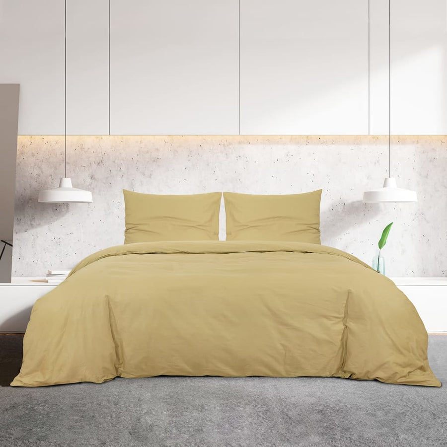 Dekbedovertrekset 135x200 cm katoen taupe 2 135 x 200 cm + 80 x 80 cm