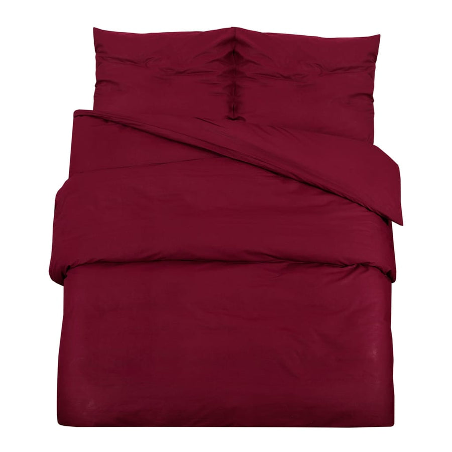 Dekbedovertrekset 155x220 cm katoen bordeauxrood 1 155 x 220 cm + 80 x 80 cm