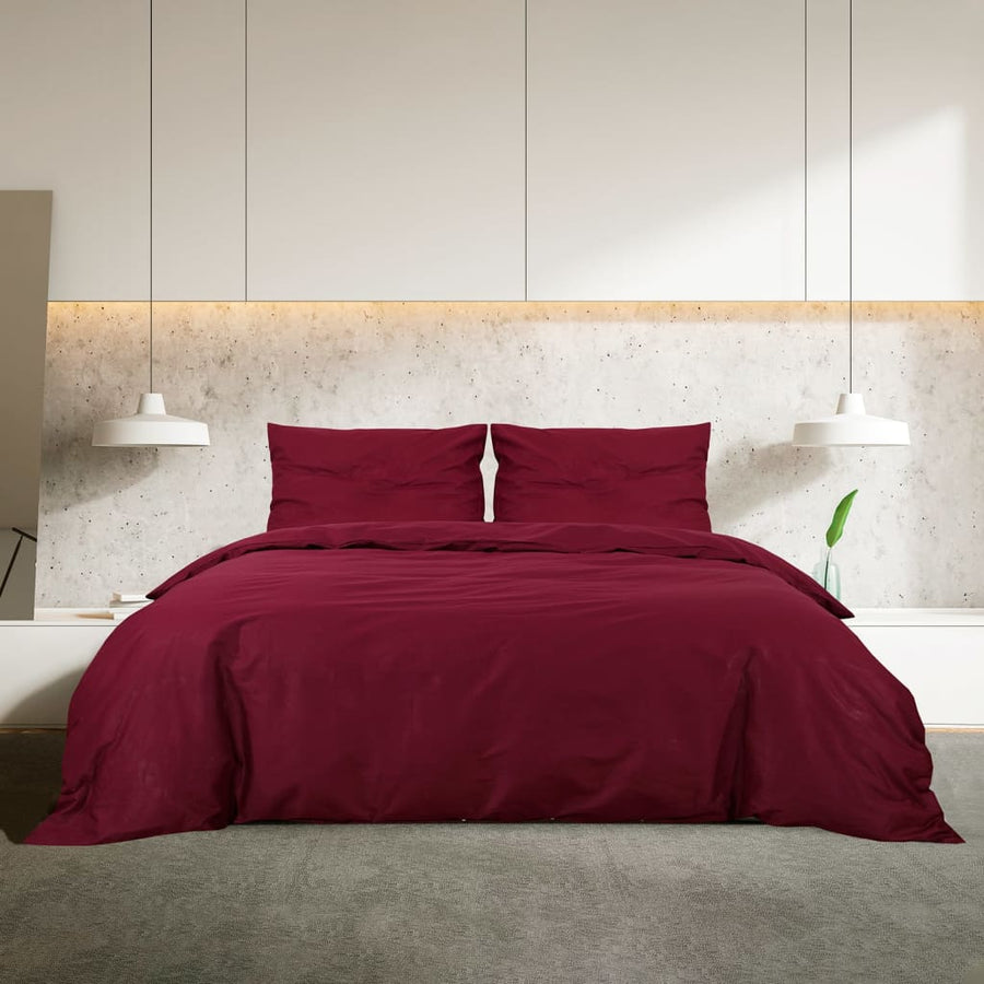 Dekbedovertrekset 155x220 cm katoen bordeauxrood 1 155 x 220 cm + 80 x 80 cm