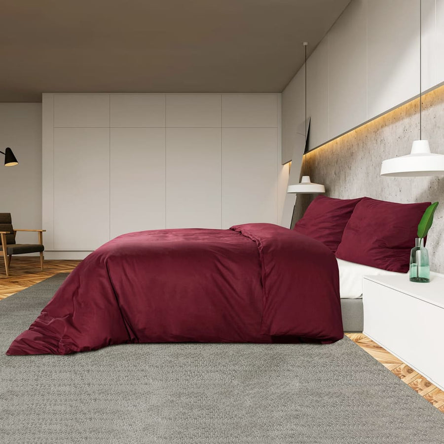 Dekbedovertrekset 155x220 cm katoen bordeauxrood 1 155 x 220 cm + 80 x 80 cm