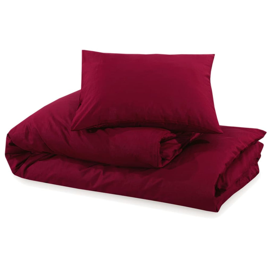 Dekbedovertrekset 155x220 cm katoen bordeauxrood 1 155 x 220 cm + 80 x 80 cm