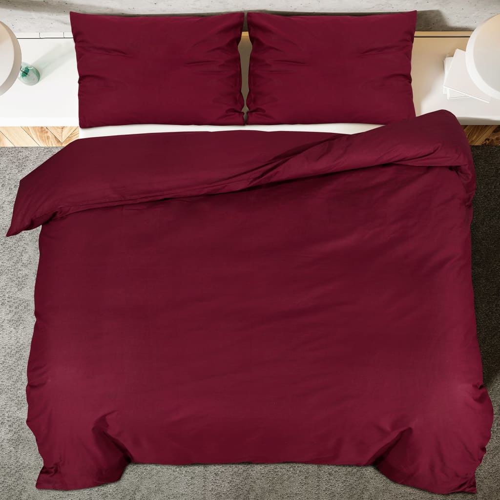 Dekbedovertrekset 260x220 cm katoen bordeauxrood 1 260 x 220 cm + 50 x 75 cm