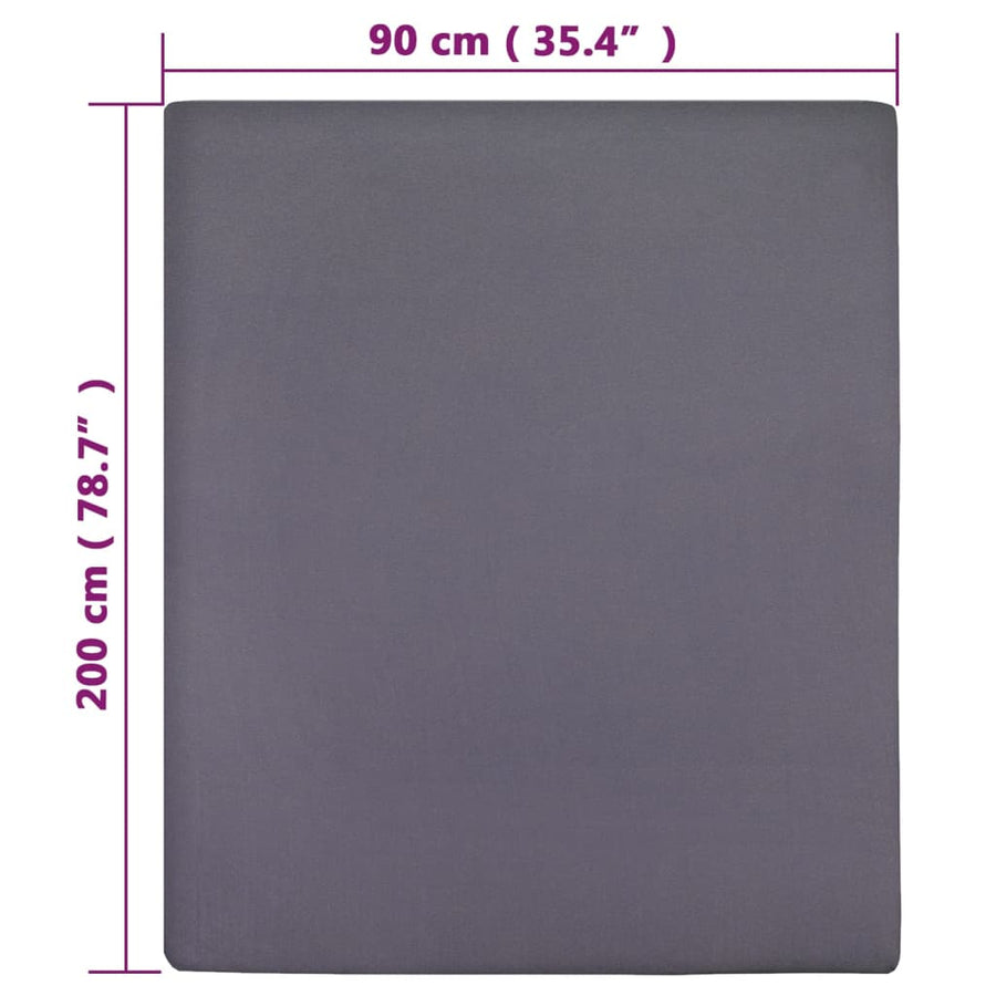 Hoeslakens Jersey Katoen Kleurig 2 90 x 200 cm Antraciet