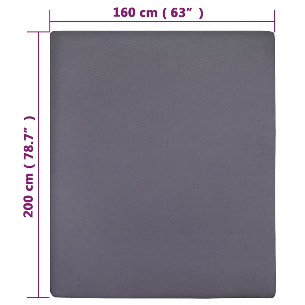 Hoeslakens Jersey Katoen Kleurig 2 160 x 200 cm Antraciet