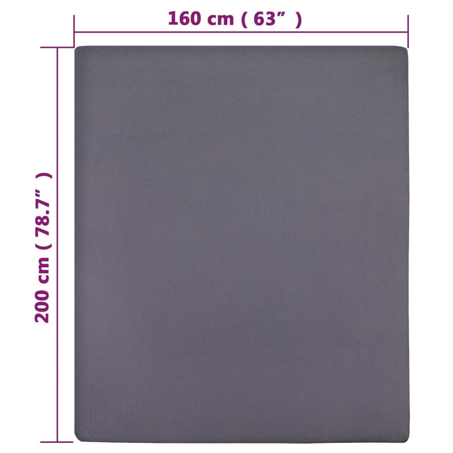 Hoeslakens Jersey Katoen Kleurig 2 160 x 200 cm Antraciet