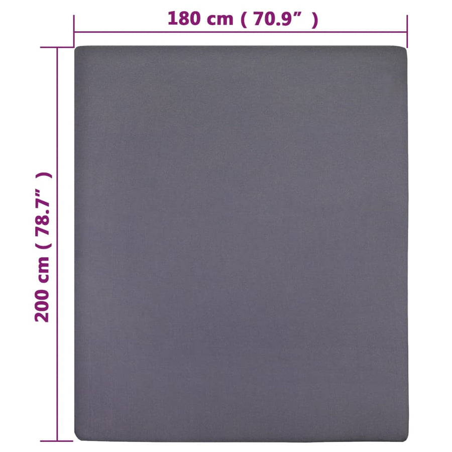 Hoeslaken Jersey 180X200 Cm Katoen Antracietkleurig 180 x 200 cm