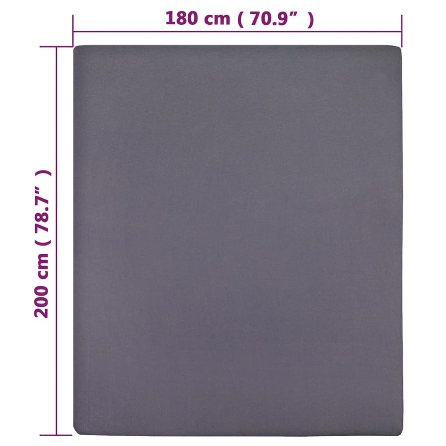 Hoeslakens 2 St Jersey 180X200 Cm Katoen Antracietkleurig 180 x 200 cm