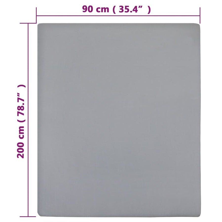 Hoeslaken Jersey Katoen 1 90 x 200 cm Grijs