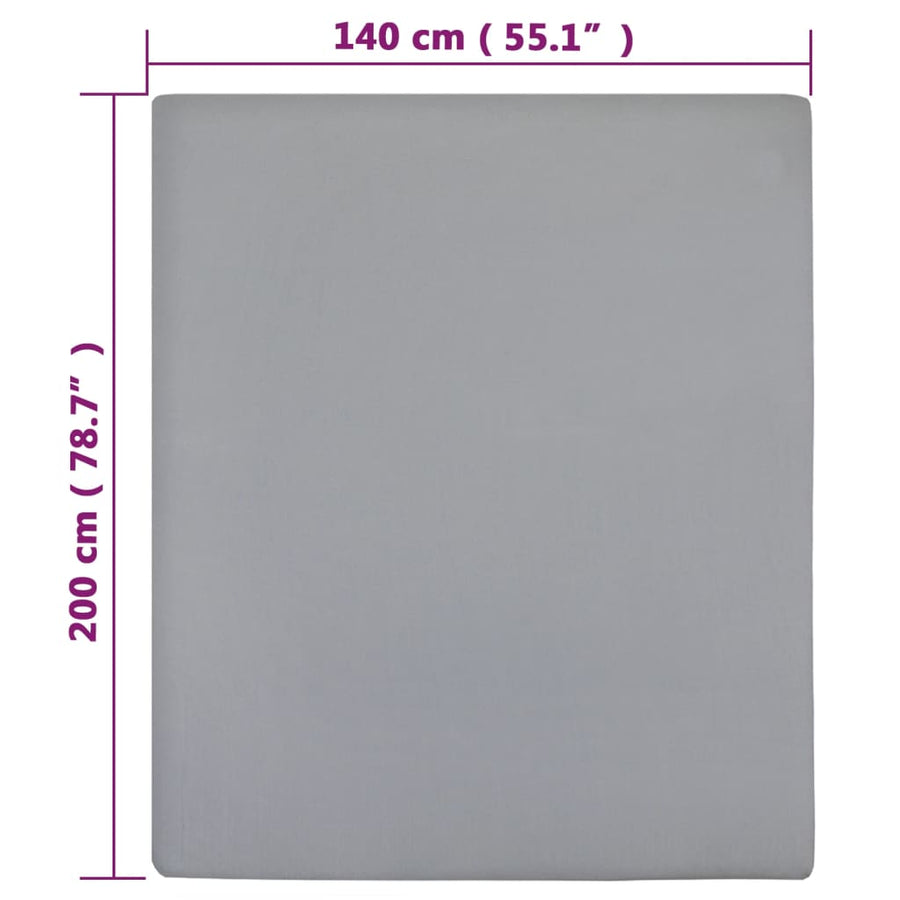 Hoeslaken Jersey Katoen 1 140 x 200 cm Grijs