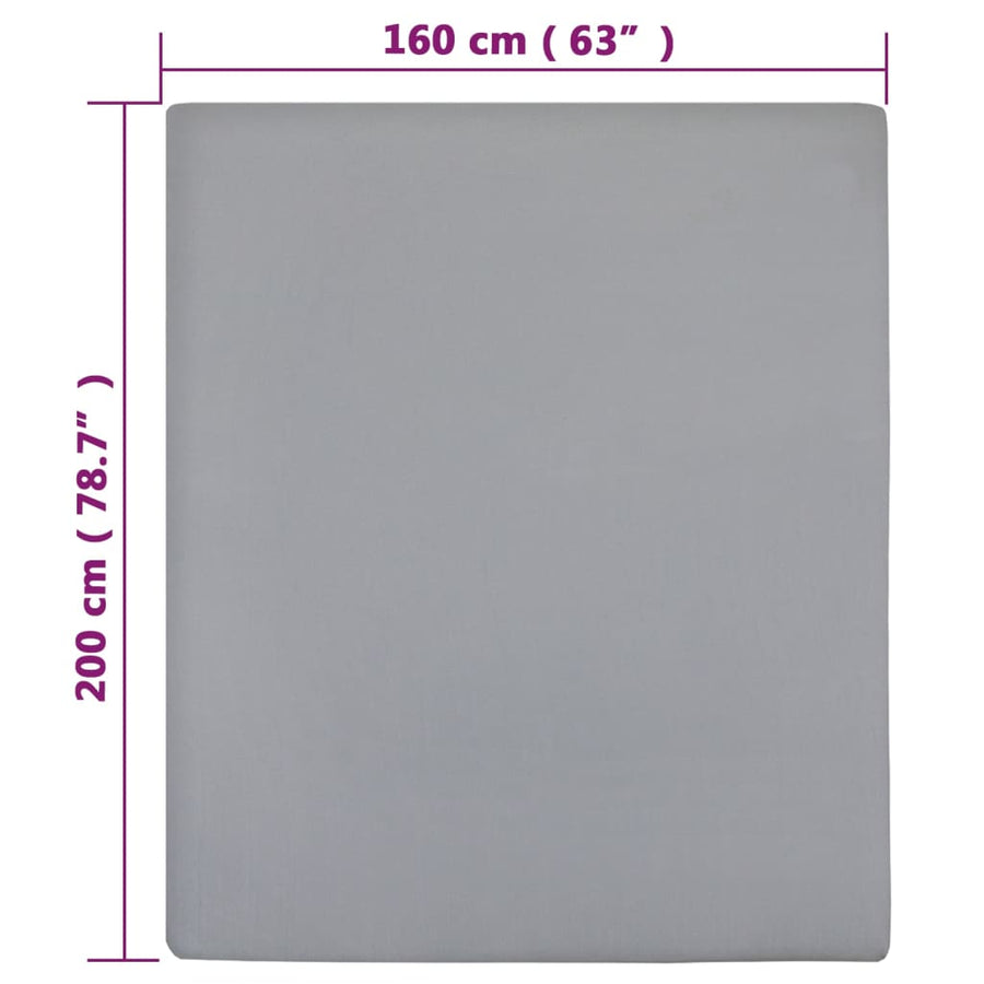 Hoeslaken Jersey Katoen 1 160 x 200 cm Grijs