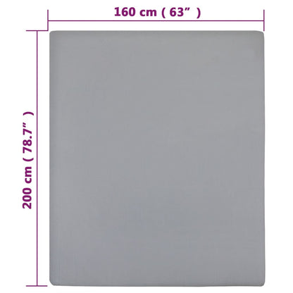 Hoeslakens Jersey Katoen 2 160 x 200 cm Grijs
