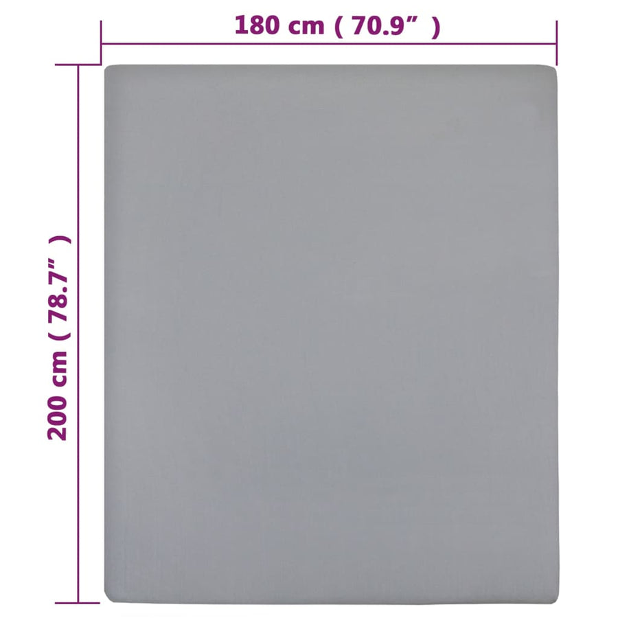 Hoeslakens 2 St Jersey 180X200 Cm Katoen Grijs 180 x 200 cm