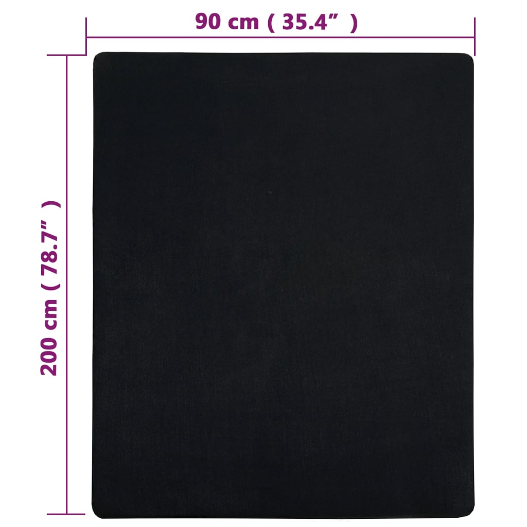 Hoeslakens Jersey Katoen 2 90 x 200 cm Zwart