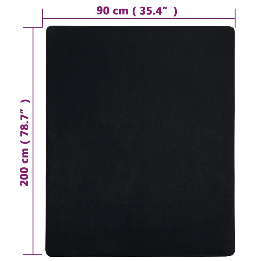 Hoeslakens Jersey Katoen 2 90 x 200 cm Zwart