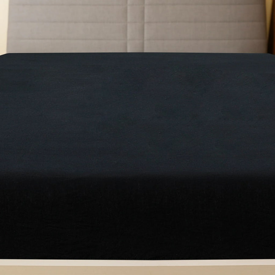 Hoeslaken Jersey Katoen 1 100 x 200 cm Zwart