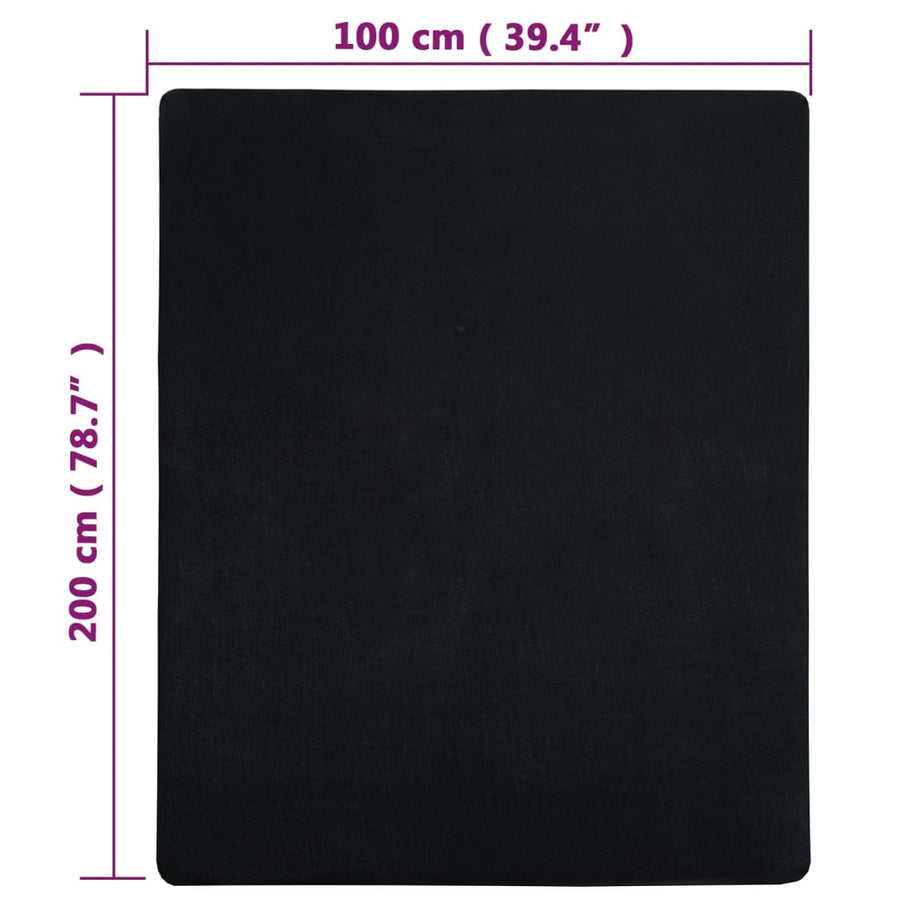 Hoeslaken Jersey Katoen 1 100 x 200 cm Zwart