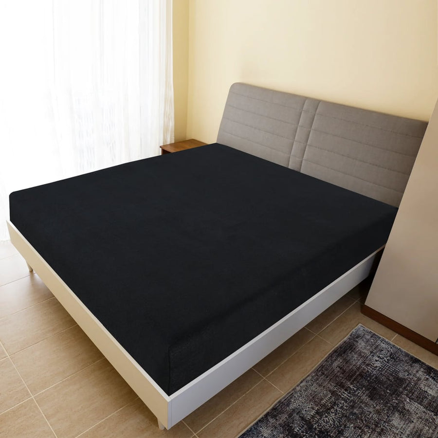Hoeslaken Jersey Katoen 1 100 x 200 cm Zwart