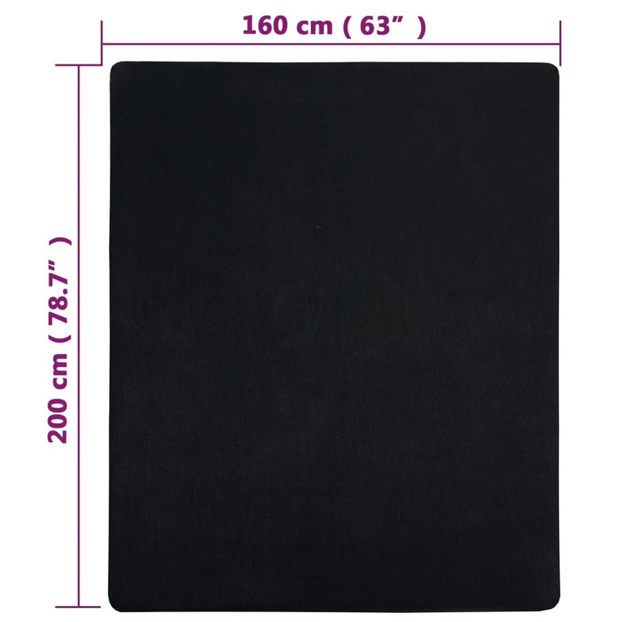 Hoeslaken Jersey Katoen 1 160 x 200 cm Zwart