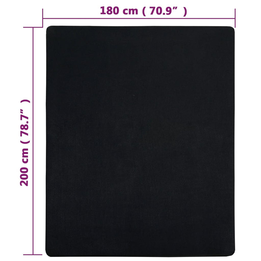 Hoeslaken Jersey 180X200 Cm Katoen Zwart 180 x 200 cm