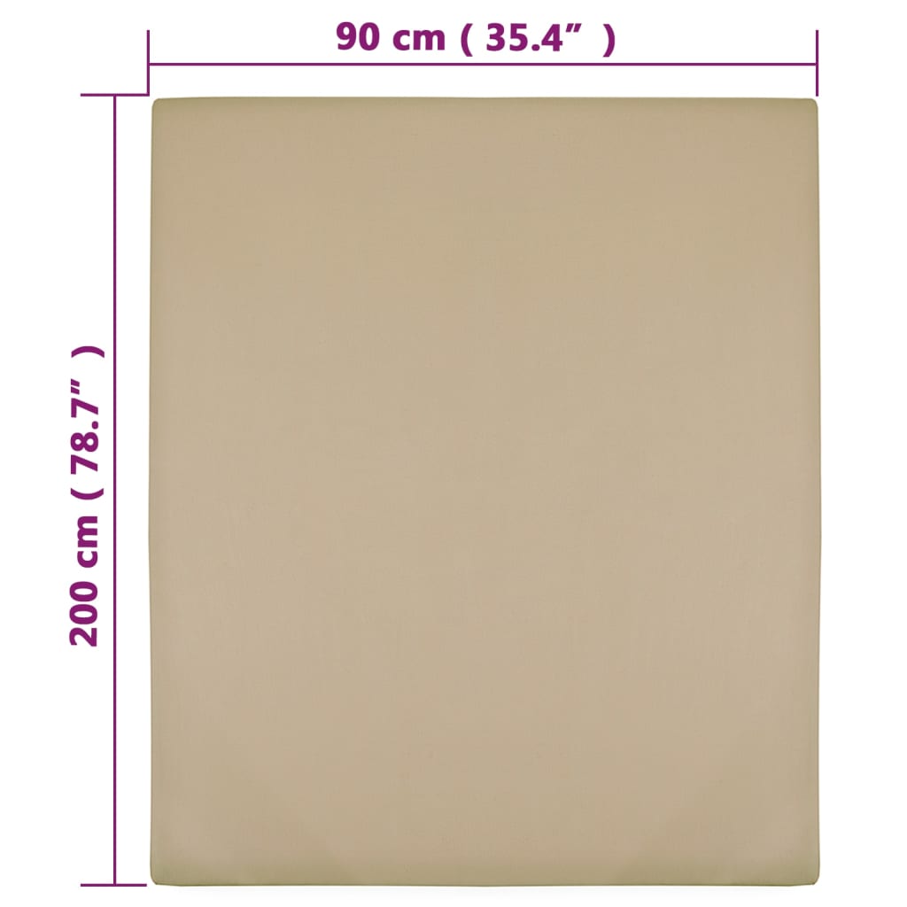 Hoeslaken Jersey Katoen 1 90 x 200 cm Taupe