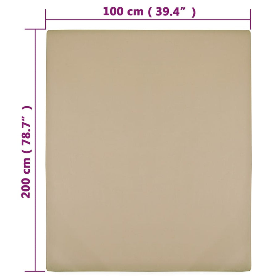 Hoeslakens Jersey 2 St 100X200 Cm Katoen Taupe 100 x 200 cm
