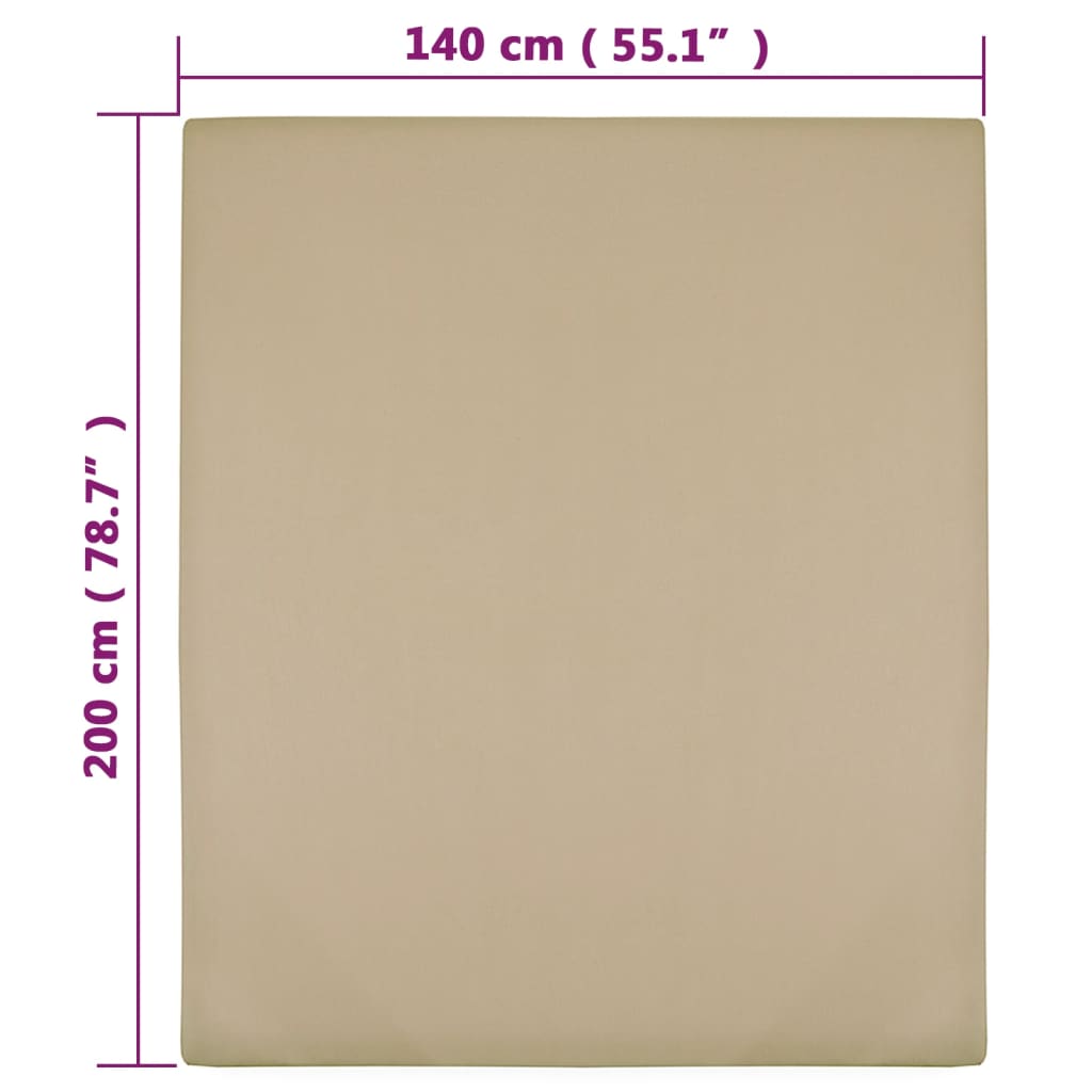 Hoeslakens Jersey Katoen 2 140 x 200 cm Taupe