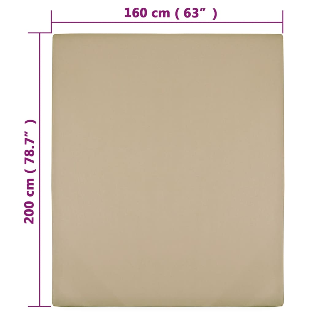 Hoeslaken Jersey Katoen 1 160 x 200 cm Taupe