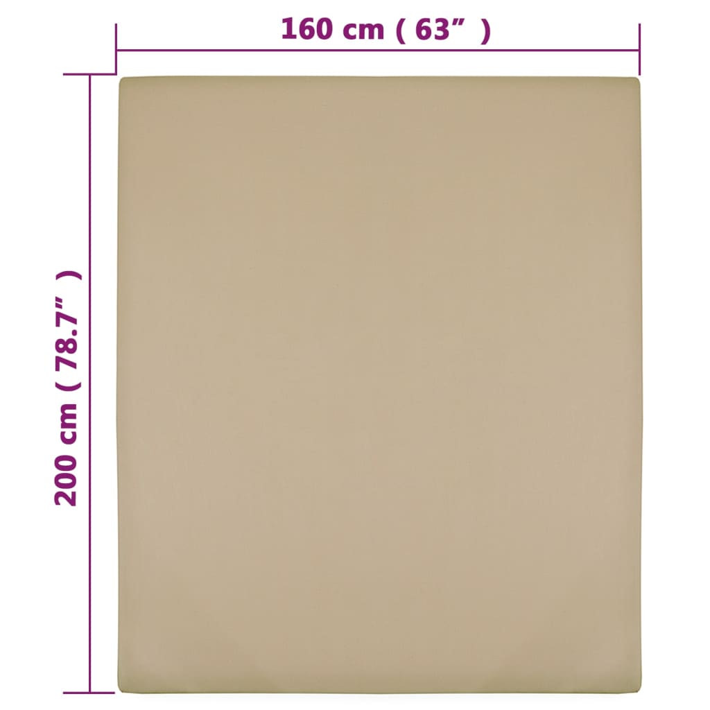 Hoeslakens Jersey Katoen 2 160 x 200 cm Taupe