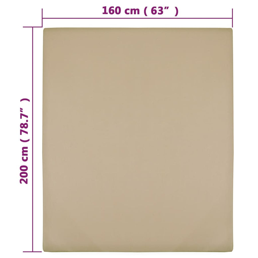 Hoeslakens Jersey Katoen 2 160 x 200 cm Taupe