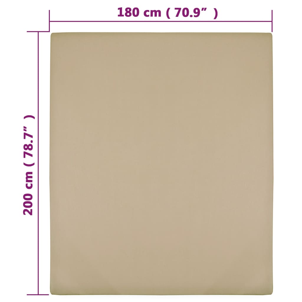 Hoeslakens Jersey 2 St 180X200 Cm Katoen Taupe 180 x 200 cm