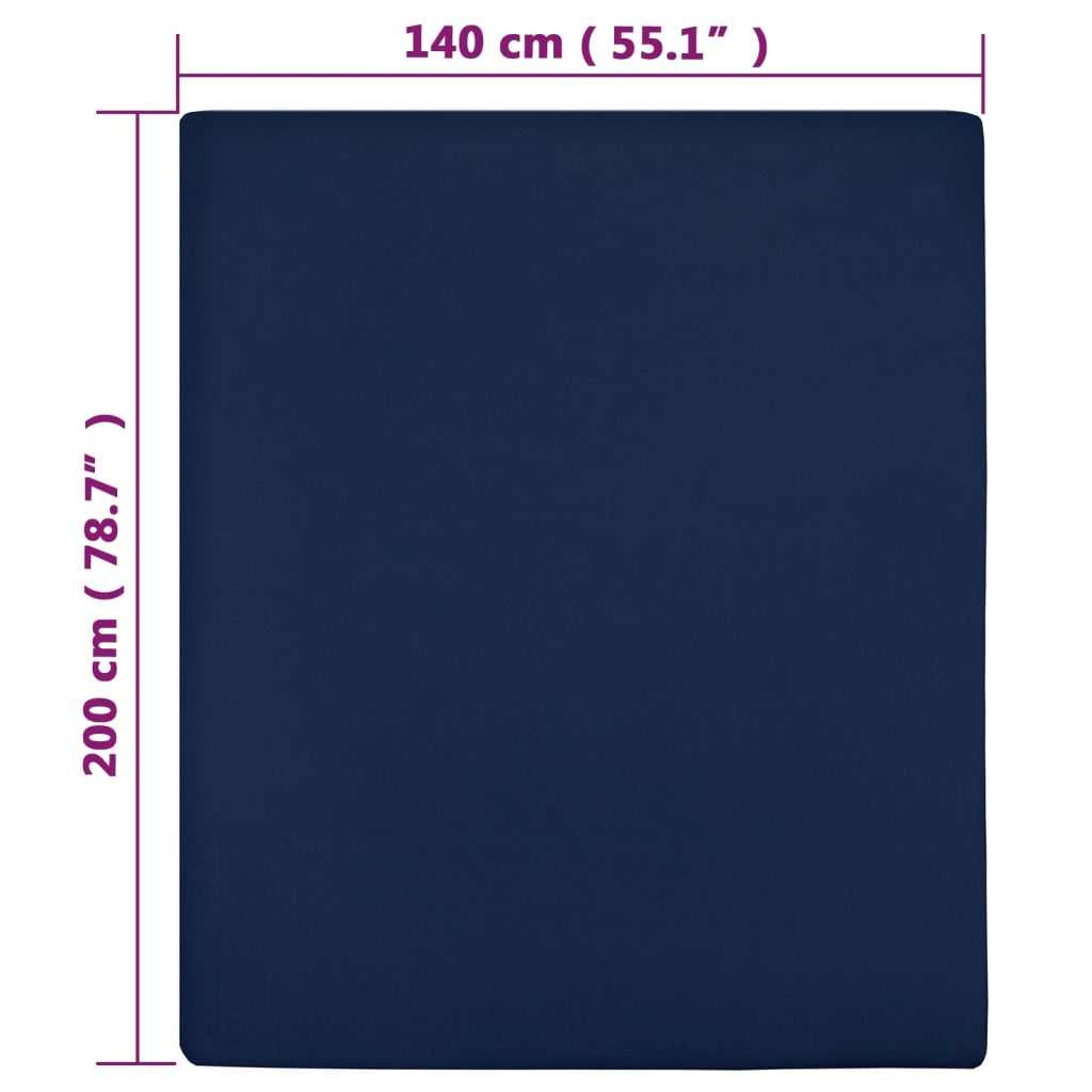 Hoeslakens Jersey Katoen 2 140 x 200 cm Marineblauw