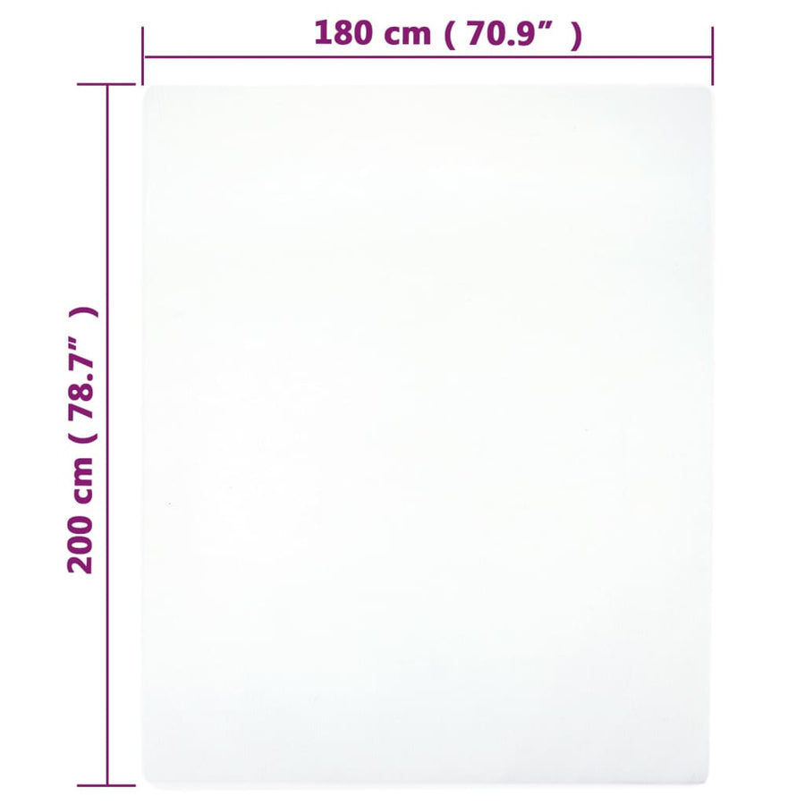 Hoeslakens Jersey 2 St 180X200 Cm Katoen Wit 180 x 200 cm