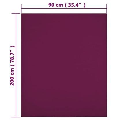 Hoeslakens 2 St Jersey 90X200 Cm Katoen Bordeauxrood 90 x 200 cm
